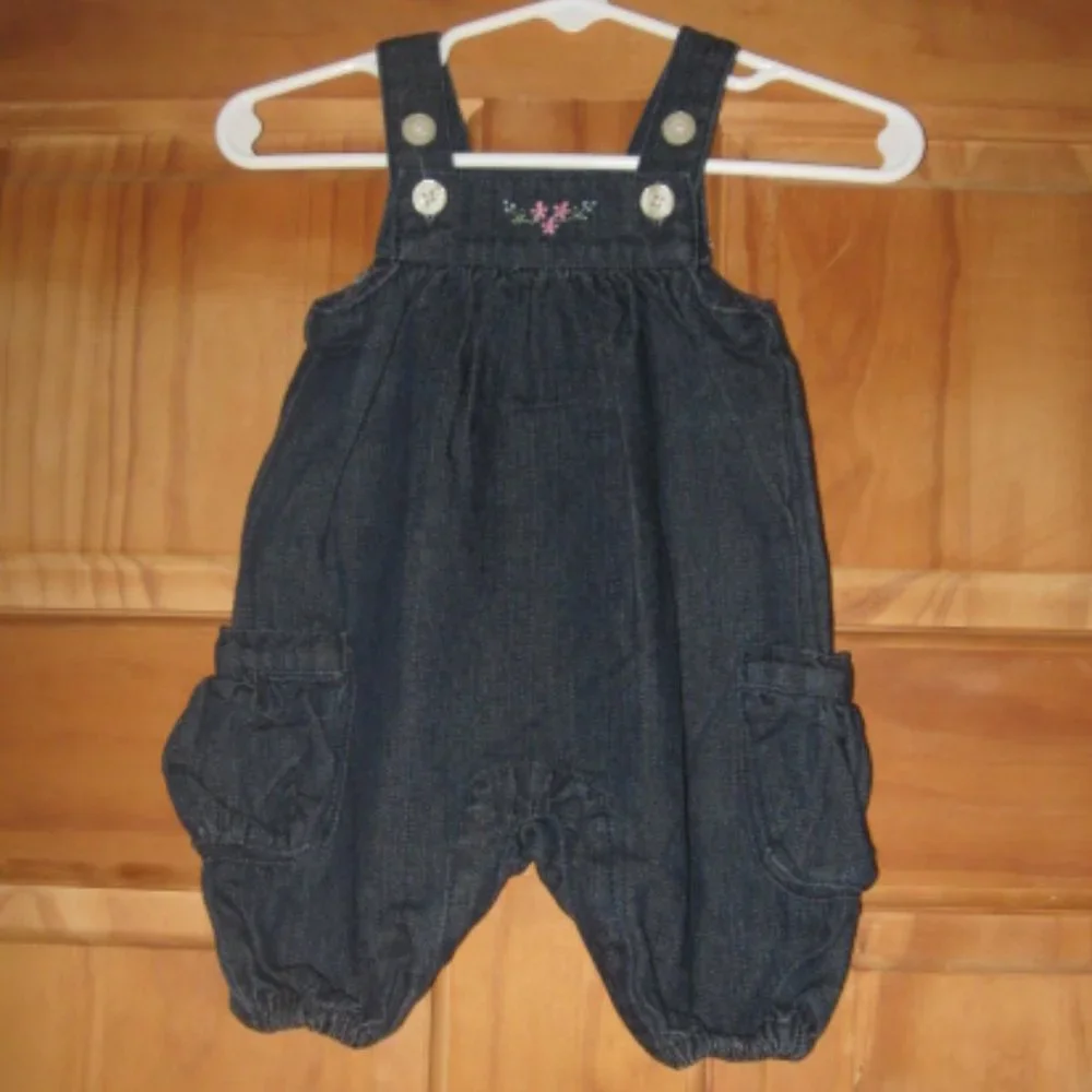 5/$30 Girls Chaps Flowered Long Sleeve Bodysuit and Blue Jean Romper